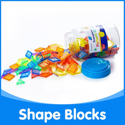 Magnetic Travel Tangram – 2 Sets Tangram - 140 Pcs Translucent Pattern Blocks - Educational Manipulatives and Accessories - Fun and Engaging Geometric Shapes