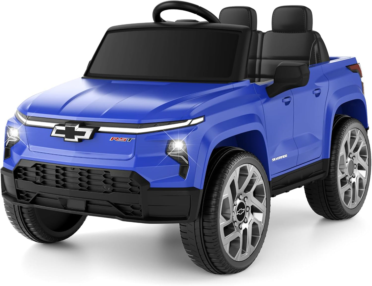 24V Licensed Chevrolet Silverado Electric Car for Kids, Ride on Toys for Toddlers with Remote Control, Soft Start, LED Lights, Music Player, Seat Belts, Easy to Assemble, Black