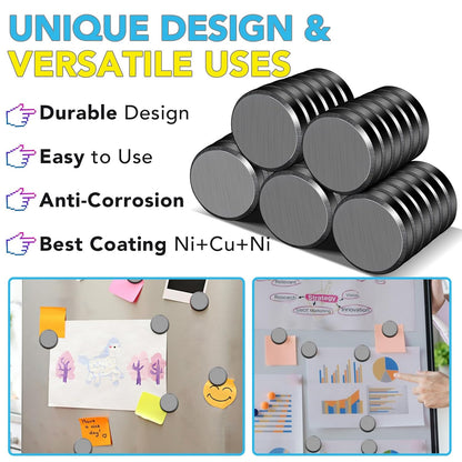 TRYMAG 55 Pack Magnets for Crafts with Adhesive Backing, 1 Inch (25mm) Ceramic Magnets Small Magnet Round Disc for Refrigerator Button DIY Cup Tiny Magnet Craft Hobbies, Science Projects