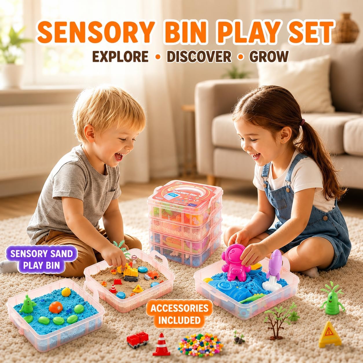 Dino & Ocean Sensory Bin, Dino & Ocean Sensory Toys with Play Sand for Toddlers Boys and Girls,Kids Toys Gift Sand Box for Age 3 4 5 6 7 8