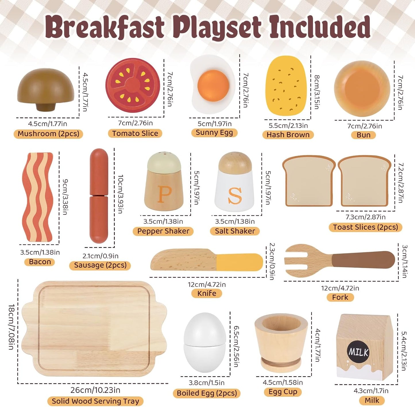 Wooden Play Food for Toddlers Pretend Play Sets 3-5 Year Old Food Toy Kitchen Accessories Birthday Gift for 3 Year Old Girl Boy 2-4 Age 4 5 6 Wood Educational Toys