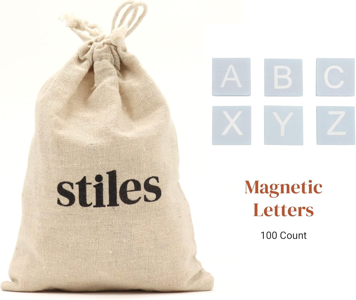 Stiles 100 Piece Wooden Magnetic Letter Tiles - Grey