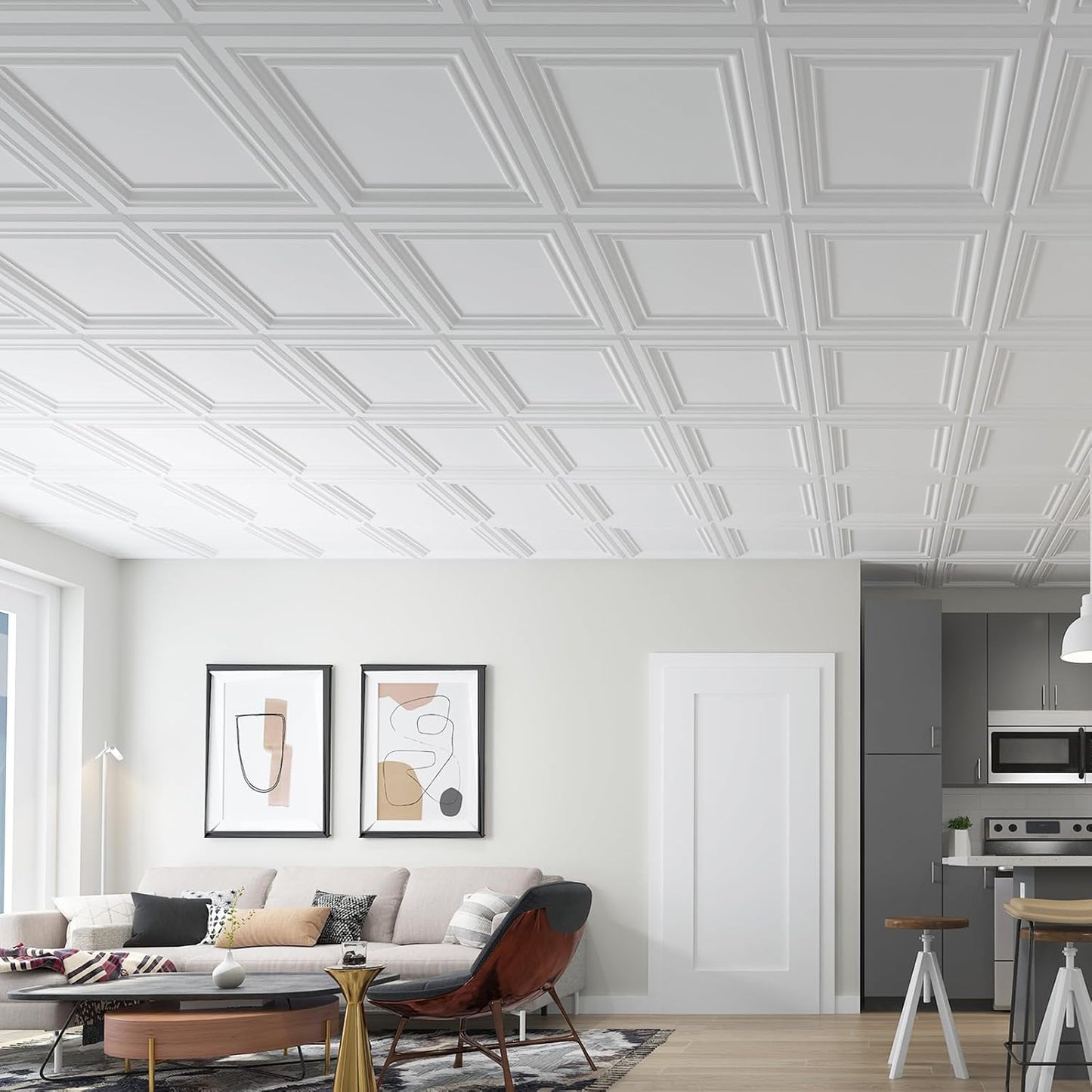 Art3d PVC Ceiling Tiles, 2'x2' Plastic Sheet in Black (12-Pack)