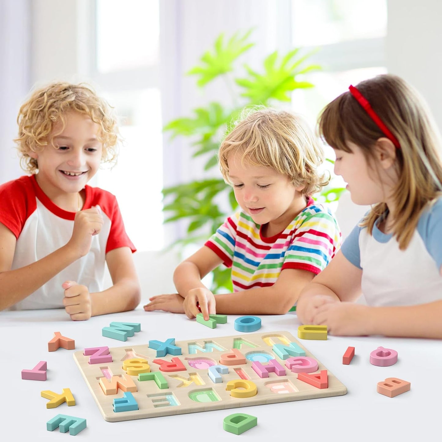 Zeoddler Alphabet Puzzles, ABC Preschool Learning Toys, Wooden Toys for Toddlers, Alphabet Shape Puzzles for Kids, Gift for Girls Boys