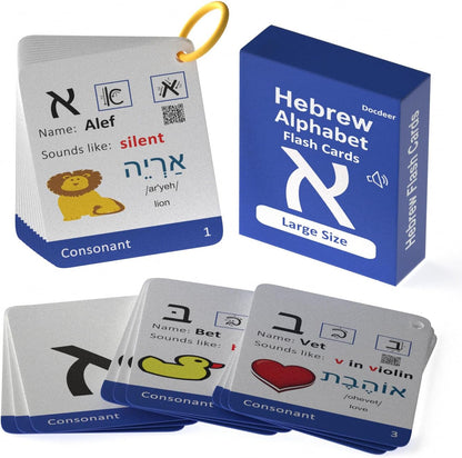 Hebrew Biblical Alphabet Syllabary Flash Cards – Alef Bet Letter Educational Jewish Language Learning Flashcards