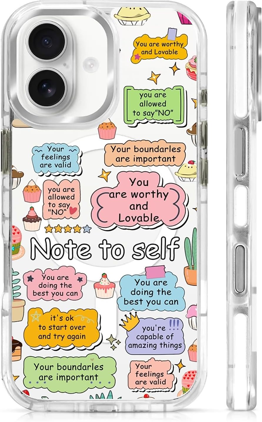 for iPhone 17 Pro Max Case [Compatible with Magsafe],Girls Women Clear Magnetic Case Silicone Shockproof Protective Cover with Pattern Colorful Motivational Letters