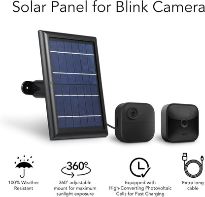 Wasserstein Solar Panel with Internal Battery - Compatible with Blink Outdoor 3/4 & Blink Outdoor 2K+ (New Model) (Black) - Camera NOT Included