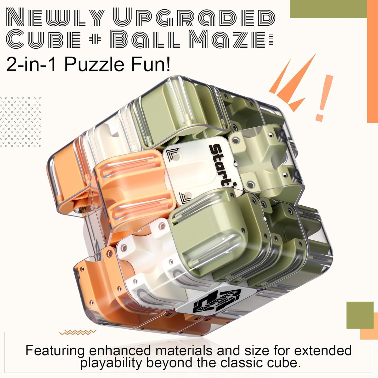 1 Sets Large Labyrinth 3D Maze Cube Puzzle Maze Game Gravity 3D Puzzle Cube Brain Teaser Ball Games for Kids Education Sensory Toys Gift for Adults (Upgrade Version,Yellow)