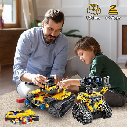 INSOON Robot Toys for Kids Building Set, 520 PCS App & Remote Control Robotics Kit, 5-in-1 RC Wall Robot Engineer Dinosaur Building Block Toy Gift for Kids 6 7 8 9 10 11 12+ Years Old Boys Girls