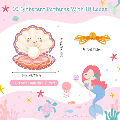 Pajean 10 Pcs Kids Lacing Cards Double Sided Animal Sewing Cards Kits 10 Styles Lacing Toy Crafts for Toddler Ages 3+ Developing Imagination Preschool Learning Activity Supplies(Farm Style)