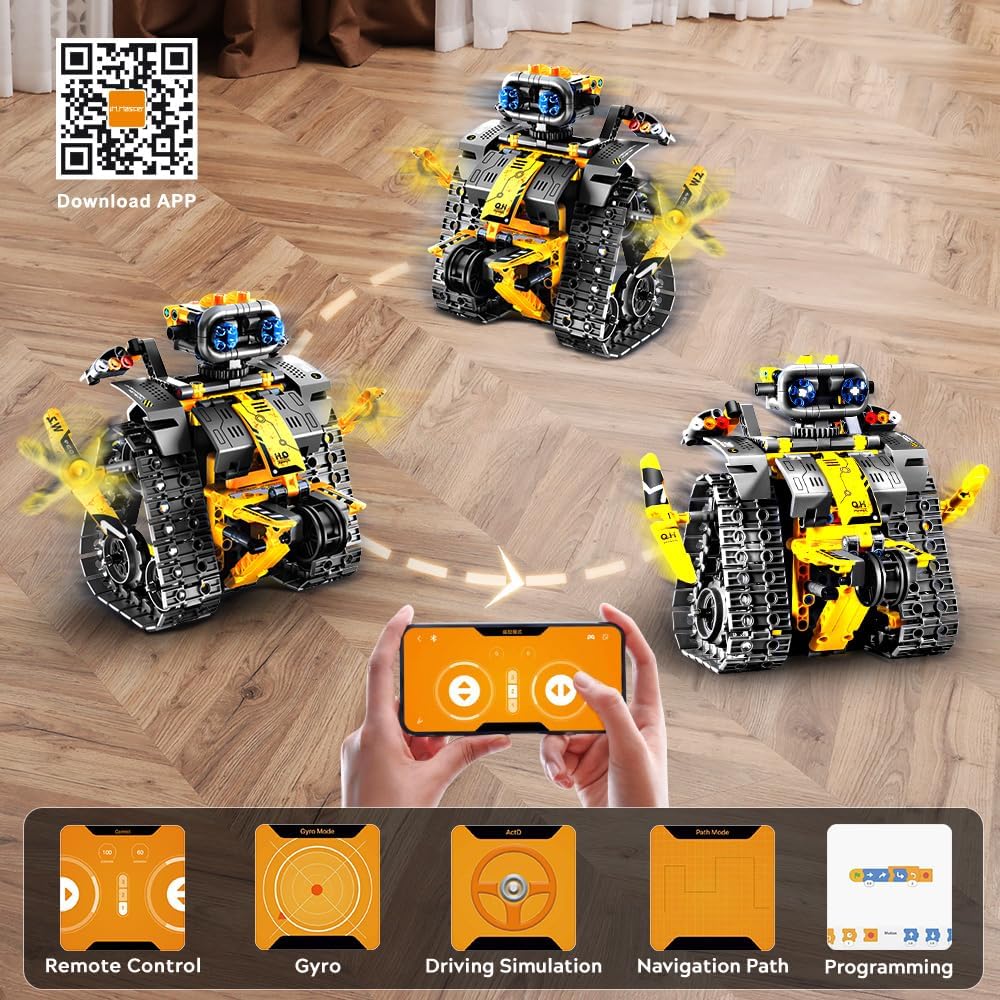 INSOON Robot Toys for Kids Building Set, 520 PCS App & Remote Control Robotics Kit, 5-in-1 RC Wall Robot Engineer Dinosaur Building Block Toy Gift for Kids 6 7 8 9 10 11 12+ Years Old Boys Girls