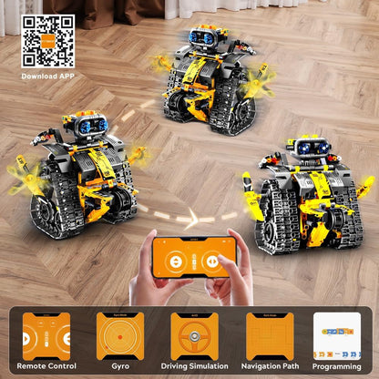 INSOON Robot Toys for Kids Building Set, 520 PCS App & Remote Control Robotics Kit, 5-in-1 RC Wall Robot Engineer Dinosaur Building Block Toy Gift for Kids 6 7 8 9 10 11 12+ Years Old Boys Girls