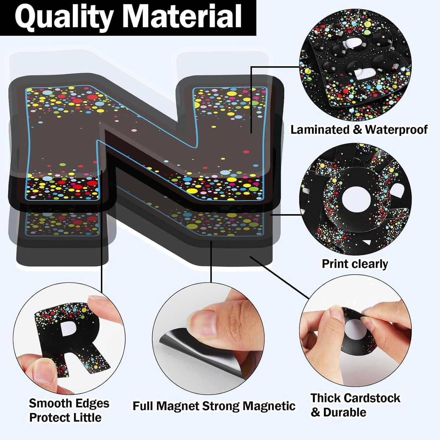 Qyeahkj 103 Pcs Glitter Silver Magnetic Letters - 2'' Alphabet Letters Kit for Classroom, Whiteboard, Fridge, Teachers & Preschool Learning