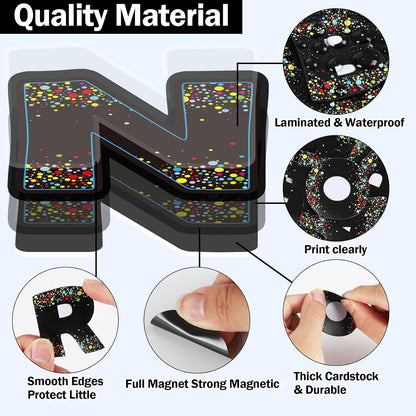 Qyeahkj 103 Pcs Glitter Silver Magnetic Letters - 2'' Alphabet Letters Kit for Classroom, Whiteboard, Fridge, Teachers & Preschool Learning
