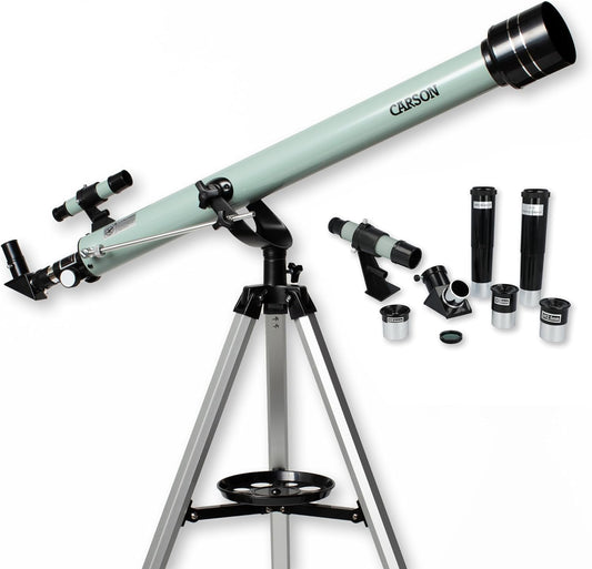 Stara 60AZ Refractor Telescope for Kids & Adults Up to 675x, Telescope Accessories with 3 Eyepieces, Tripod, Barlow Lens, Erecting Lens, Moon Filter, Finderscope (SR-100)