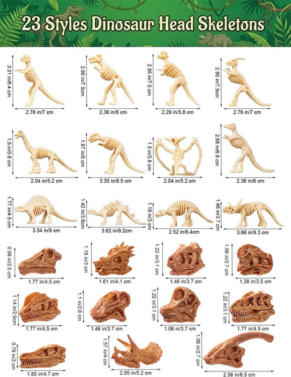 HFKPJRT Dinosaur Fossil Skeleton Toys - 50 Pcs Mini Dino Bones for Kids Sandbox Dig Kit, Educational Paleontology Play Set for Boys & Girls, Perfect for Birthday Party Favors and Decorations