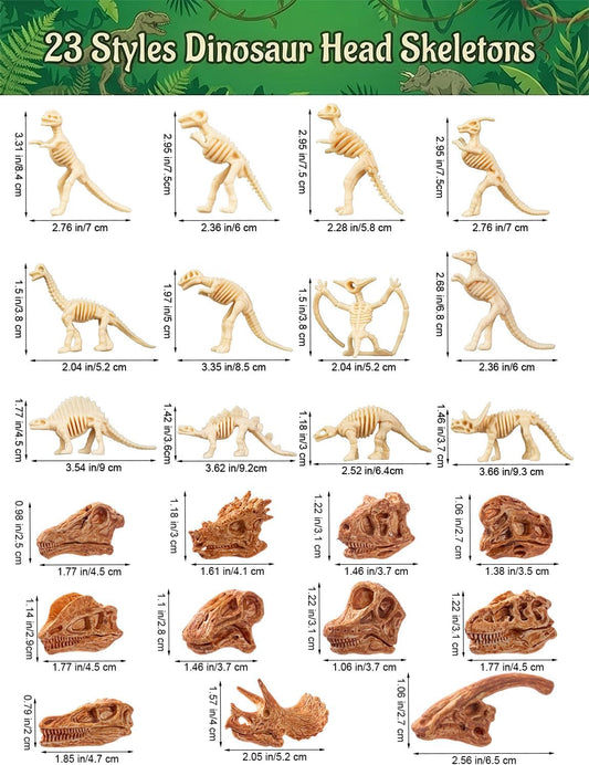 HFKPJRT Dinosaur Fossil Skeleton Toys - 50 Pcs Mini Dino Bones for Kids Sandbox Dig Kit, Educational Paleontology Play Set for Boys & Girls, Perfect for Birthday Party Favors and Decorations