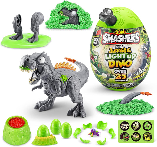 Mega Jurassic Light Up Dino Egg (T-Rex) by ZURU Collectible Egg with Over 25 Surprises, Volcano Slime, Fossil Toy, Dinosaur Toys, T-Rex Toy for Boys and Kids