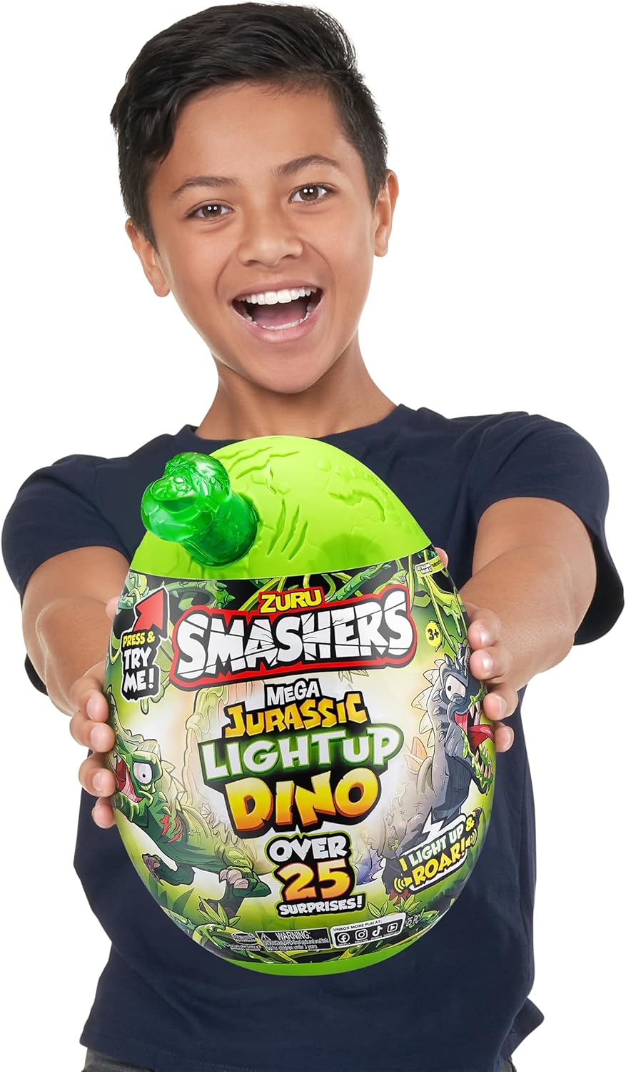 Mega Jurassic Light Up Dino Egg (T-Rex) by ZURU Collectible Egg with Over 25 Surprises, Volcano Slime, Fossil Toy, Dinosaur Toys, T-Rex Toy for Boys and Kids
