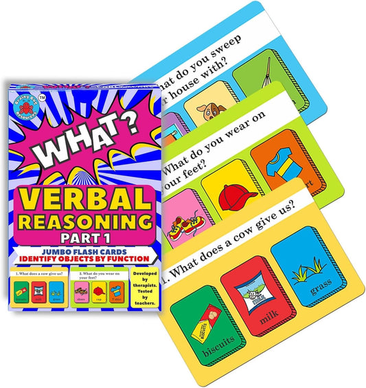 Verbal Reasoning Flashcards for Kids – ‘Answer What?’ Thinking Skills + Action Words Sentence Building Cards | Speech Therapy, ESL & Home Schooling