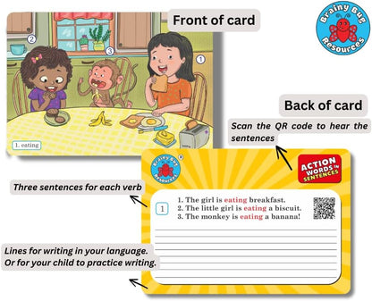 Verbal Reasoning Flashcards for Kids – ‘Answer What?’ Thinking Skills + Action Words Sentence Building Cards | Speech Therapy, ESL & Home Schooling