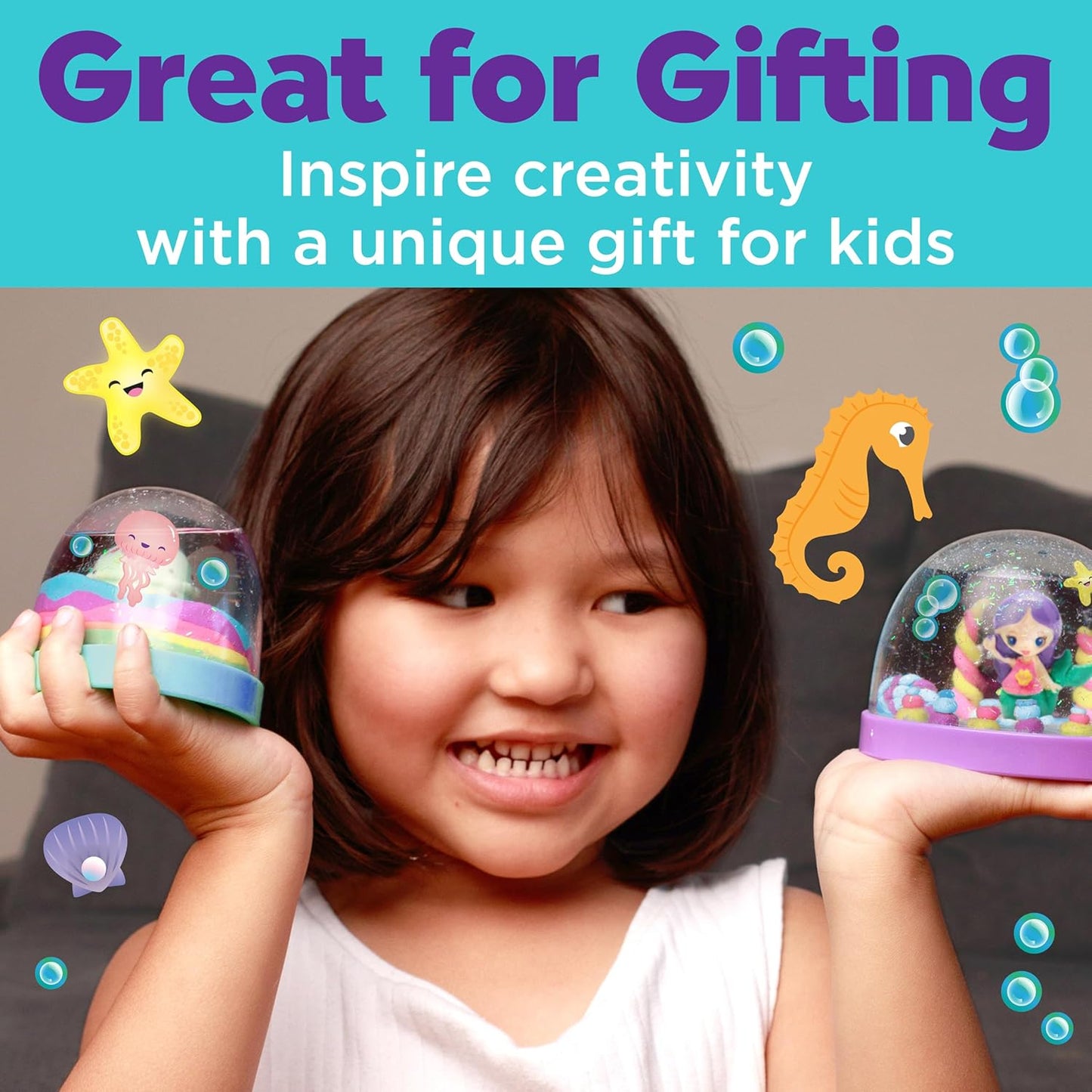 Make Your Own Water Globes: Mermaids Kit | Sculpt, Decorate & Shake 2 DIY Snow Globes | Fun Mess-Free Craft Kit | Encourages Imaginative Play & Fine Motor Skills (Ages 6+)