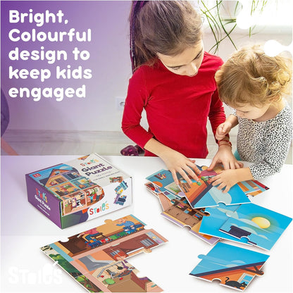 Stoie's Giant Floor Puzzle for Kids Ages 1-3 - My House Theme with 7 Different Rooms - Aids in Developing Fine Motor Skills and Critical Thinking - Made with Durable, Ecological Materials
