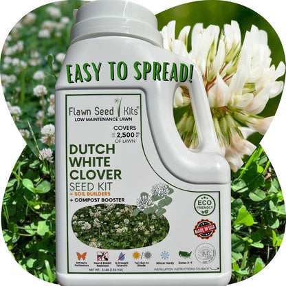 Lawn Seed Kits Dutch White Clover Seed Kit, Easy Spread Shakers, Low Maintenance Lawn, Alternative Ground Cover, Covers up to 250 Sqft