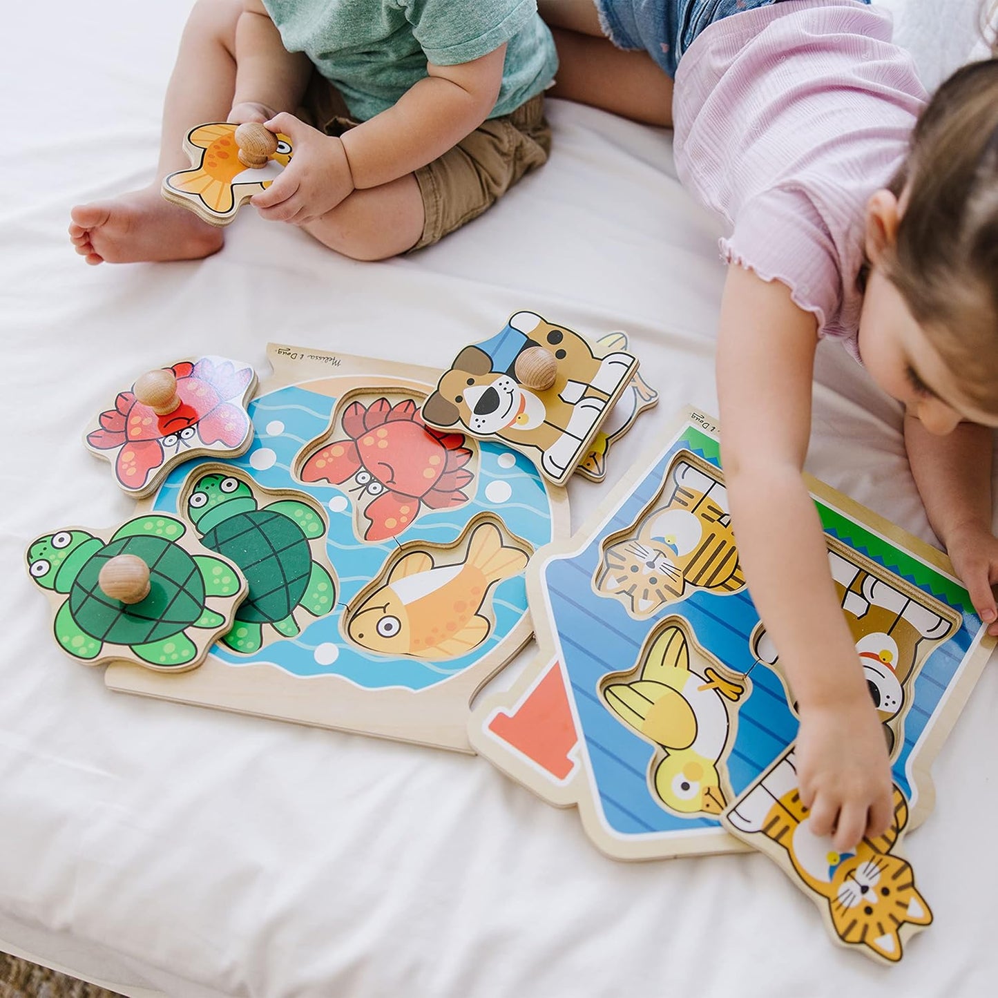 Melissa & Doug Pet Animals Jumbo Knob Puzzle, Wooden Peg Puzzle for Toddlers, Educational Toy for Shape Recognition and Fine Motor Skills, Ages 1+