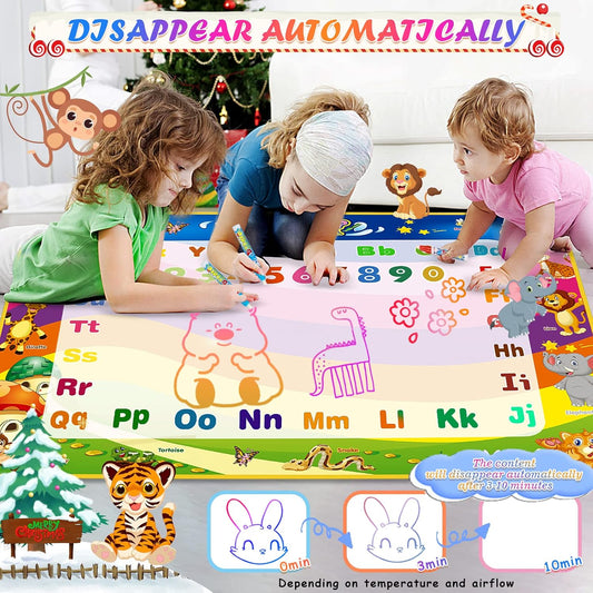Toddler Toys Water Doodle Mat: 40 X 30 Inch Mess Free Coloring & Drawing Instant Drying Mat - Kids Learning Toys for Girls Age 3-5 Home Educational Activities - Birthday/Christmas Gifts for Girls Boys