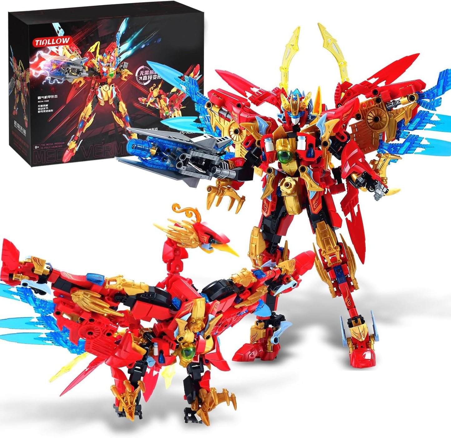 TIALLOW Pterodactyl Robot 2 in 1 Building Toy Sets, Dinosaurs Mech Transforming Building Block Model, Mecha Action Figures Pterosaur Building Kits, for Boys, Adult Age 8-12 (Pterodactyl)