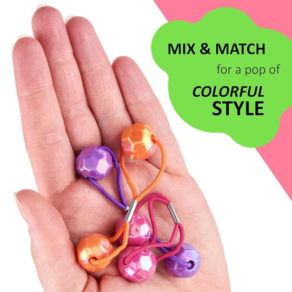 20pc Ponytailers Balls Elastics 18mm Round Opaque Multicolored Twin Beads Bauble Holders Toddler Kids Braiding Styling