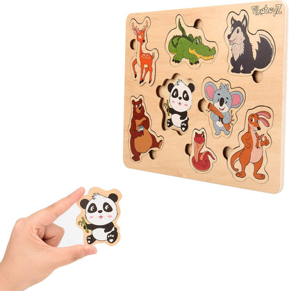 Pikatoyz® Wooden Puzzles for Toddlers 1-3 – Montessori Educational and Learning Toys – Wooden Baby Puzzle for Kids 1 Year and Up – Developmental Toys – Baby Puzzles for Early Learning