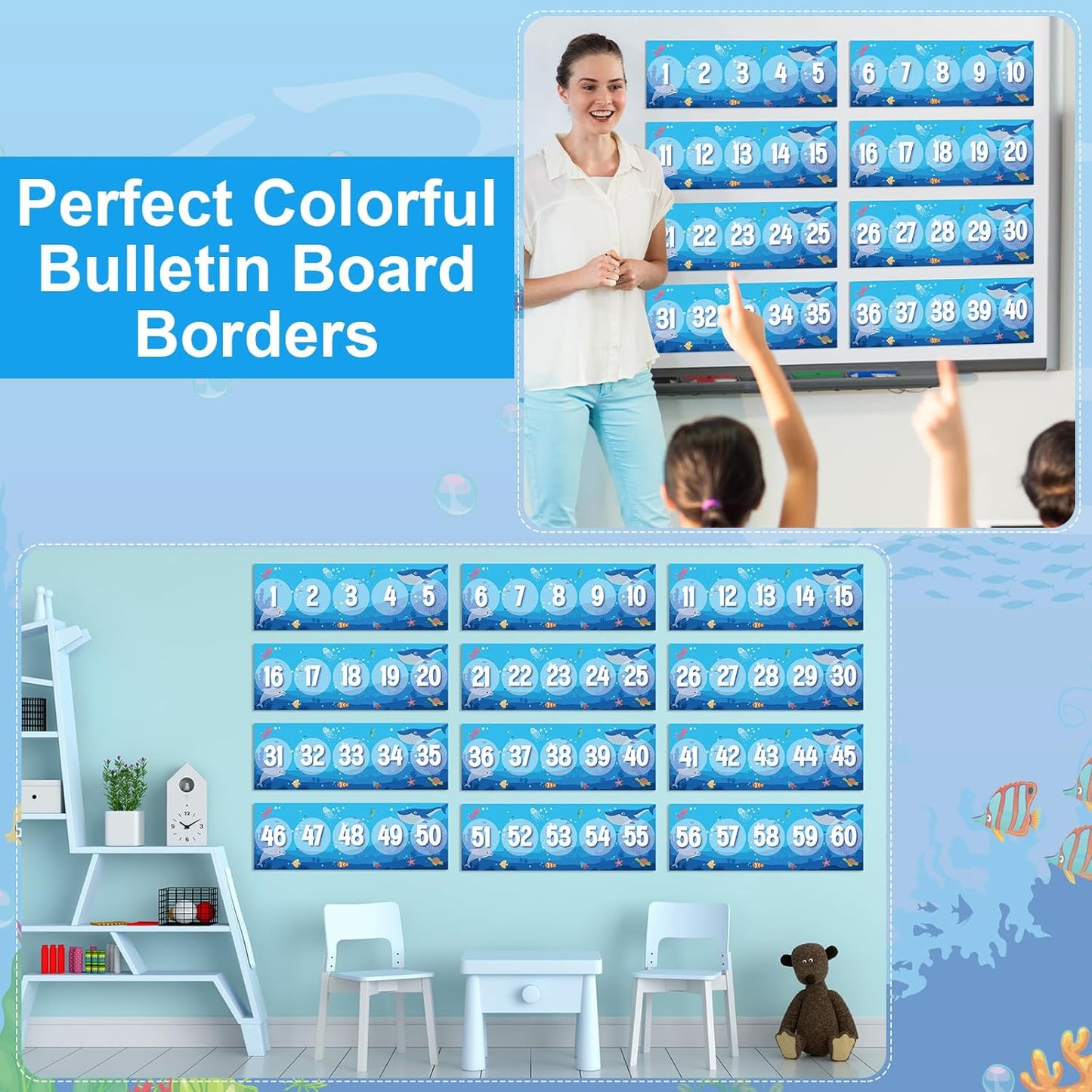 Number Line for Classroom Wall (-20 to +120) Boho Heart Shape Number Bulletin Board for Students Math Learning Boho Bulletin Border Decor Numbers Boarder Strips for Home School