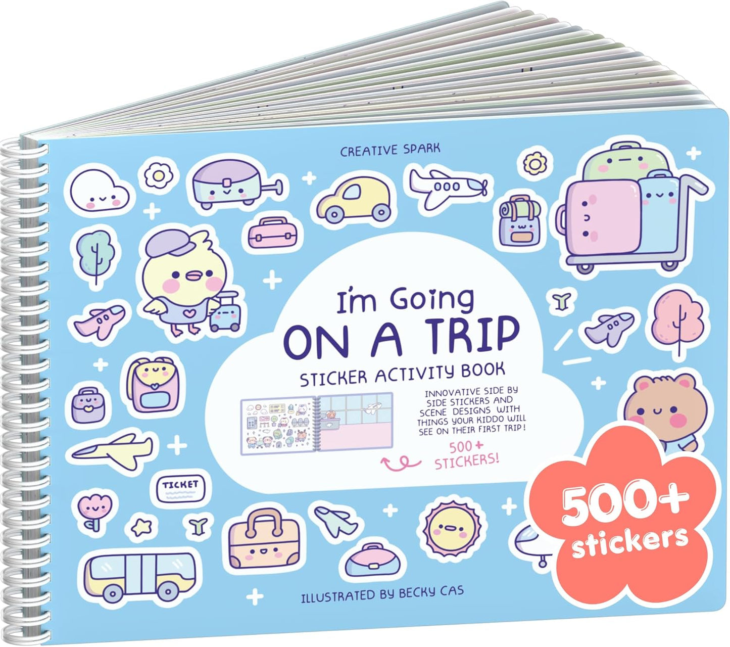 Animals Habitat 500+ Kids Sticker Book by Cupkin Toddler Airplane Travel Activity Coloring and Sticker Book, Road Trip Essentials, 12 Coloring Pages + 12 Scenes for Ages 2–8 Years - Colors B