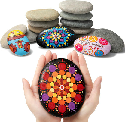 Simetufy 15 Pcs Rocks for Painting, River Rocks to Paint, 2"-3" Flat Painting Rocks, Smooth Rocks for Crafts, Natural Stones for DIY, Kindness Rocks Garden Decoration