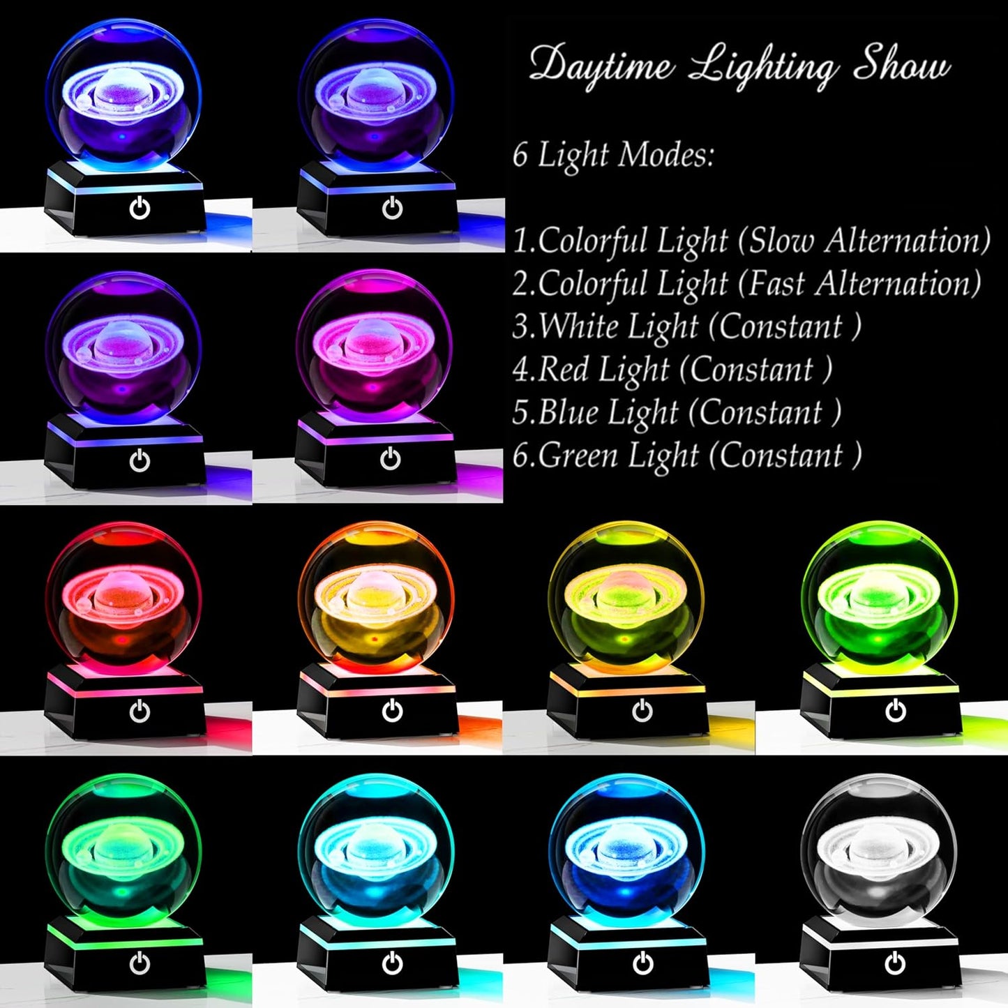 3d Solar System Model Crystal Ball 80mm 3.15inch - Outer Space Astronomy Gifts Room Decor Crystal Sphere Unique Gifts For Men Him Best Birthday Dad Physics Science Teacher Night Light Planet Lamp