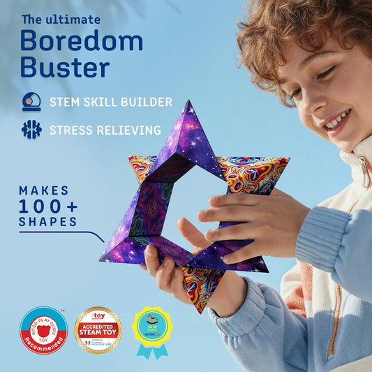 Shashibo Shape Shifting Box - Award-Winning STEM Fidget Toy with Ultra Strong Magnets - Puzzle Cube Transforms Into 100+ Shapes, Perfect Sensory Gift for Kids, Teens, and Adults (Blue Planet)