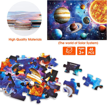 Jumbo Floor Puzzle for Kids,World Map Jigsaw Geography Puzzles,48 Piece Globe Atlas Puzzle with Continents,United States Puzzle for Ages 3-5,Preschool Learning Toys Easter Gift for 4-8 Years Old