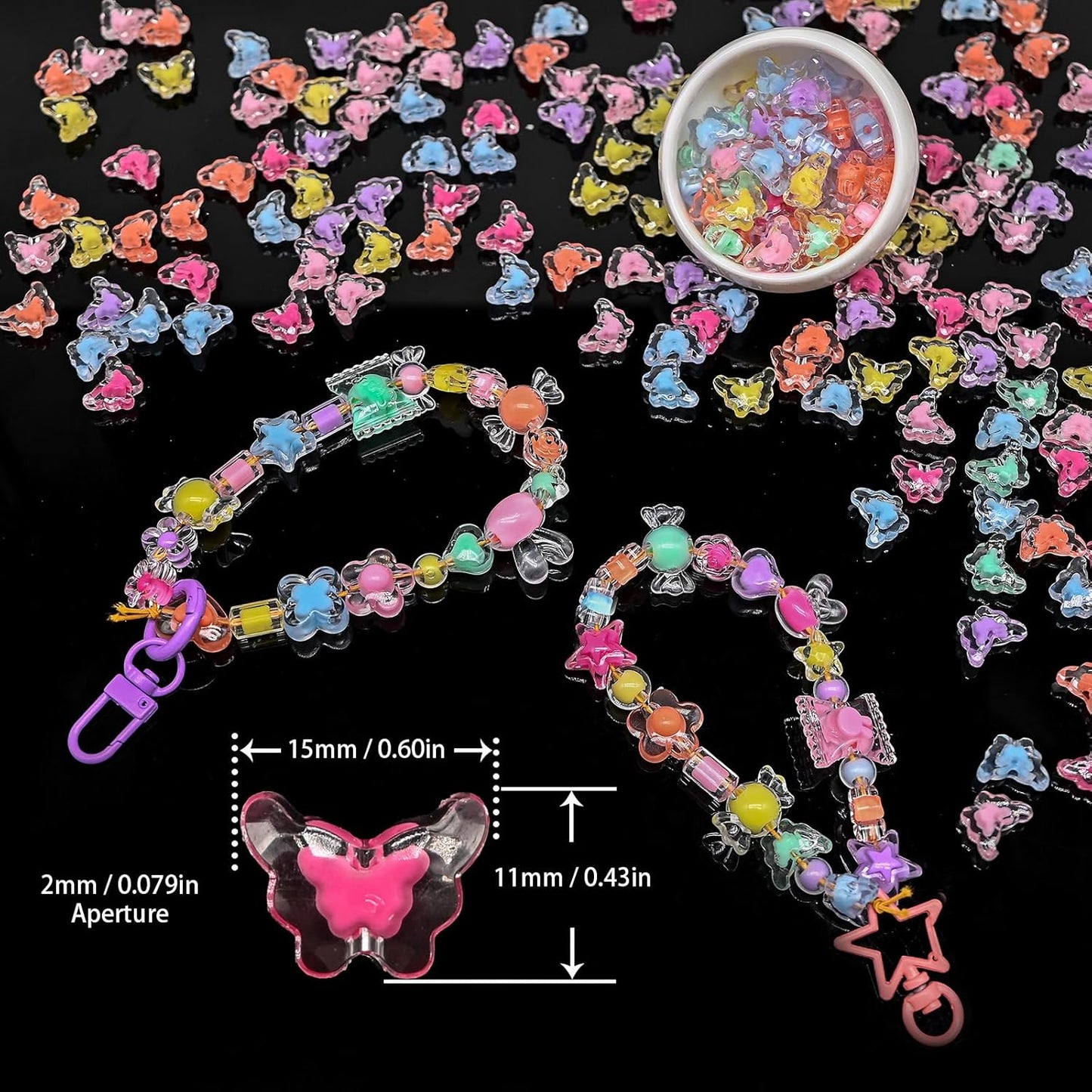 200g+ Candy Bulk Assorted Cute Kandi Beads for Jewelry Making, Bracelet Making Kit, Craft Supplies Charm Beads(Mixed II)