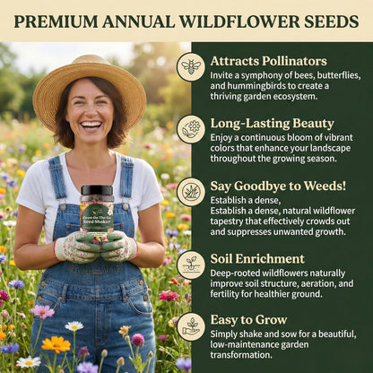 Mini Wildflower Seed Shaker - Save The Bees Seed Mix, by GevaGrow | 80,000+ Seeds | Pollinator & Bee Attracting Flower Seeds Bulk for Planting in Pots & Outdoor Gardens | 2 Ounce