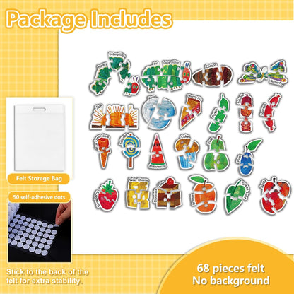 68 Pieces The Very Hungry Caterpillar Matching Game Felt Board Story Sets Alphabet Puzzle Flannel Board for The Classroom Alphabet Game