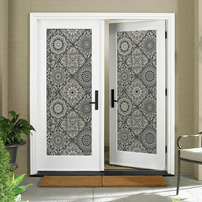 DKTIE Wooden Blinds Pattern Decorative Window Privacy Film, Sun Blocking Heat Control, Static Cling No Glue, with Installation Tools, Stained Glass Window Film (S531, 17.7" x 78.7")