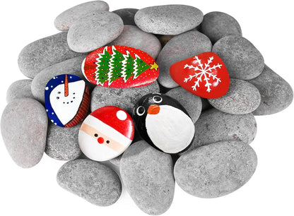 River Rocks for Painting 45 Pcs Large 2-3 Inch Flat Smooth Painting Stones Craft Rock to Paint for Kids Crafts Painting Bulk