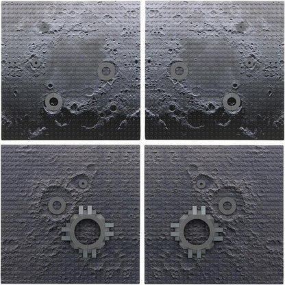 Feleph Space Moon Baseplate 10x10 inches Classic Building Blocks Base Plate Gray Compatible with Major Brands - 4PCS