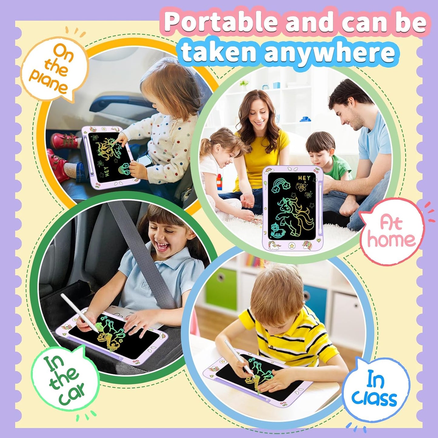 Genialba LCD Writing Tablet for Kids, Colorful Screen Drawing Board for 3-7 Year Old Boys & Girls - Educational Toys for Birthday & Christmas (Penguin)