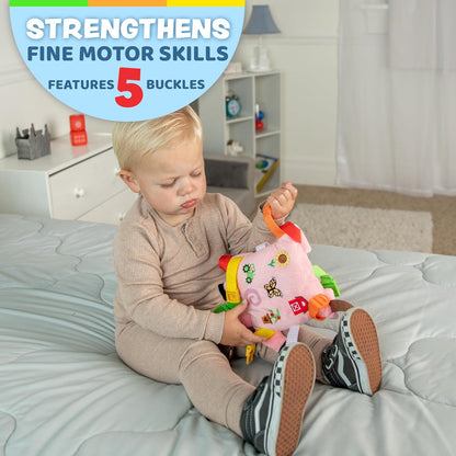 Buckle Toys - BokBok Chicken - Learning Activity Toddler Plane Travel Essential Toy - Develop Motor Skills and Problem Solving