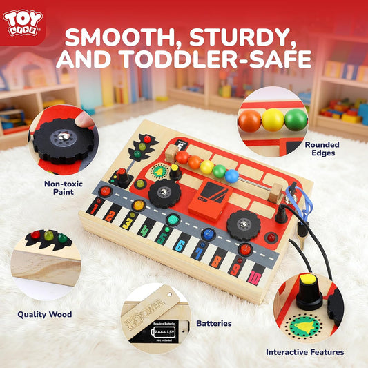 TOY Life Toddler Montessori Busy Board, Wooden Butterfly Sensory Board Toys with LED Light Up Switchs, Baby Busy Fidget Boards Travel Toys, Easter Birthday Gifts for 1+ Year Old Kids Girls Boys