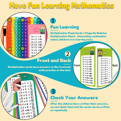Addition Flash Cards+Multiplication Flash Cards + Fingertip Bubbles Toy, Interesting Math Combination, Math Games for Children Aged 3 +