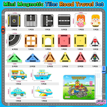 104 PCS Magnetic Tiles Road Set, STEM Construction Toys for Kids Ages 3-5 5-7 4-8, Magnet Building Blocks for Toddler Toys Games, Christmas Birthday Gifts for 3+ Year Old Boys Girls